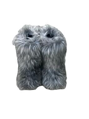 Cozy Faux Fur Grey Boot Slippers